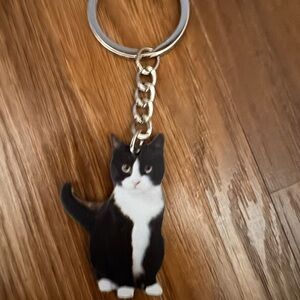 Black and White tuxedo Cat Keychain